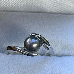 Vintage 
Edward Sultan Na Hoku 14k white Gold Round Cultured 6mm Pearl Ring Sz 7